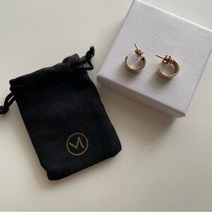 Mejuri Gold Vermeil Daily Huggie Hoop Earrings with Black Velvet Pouch
